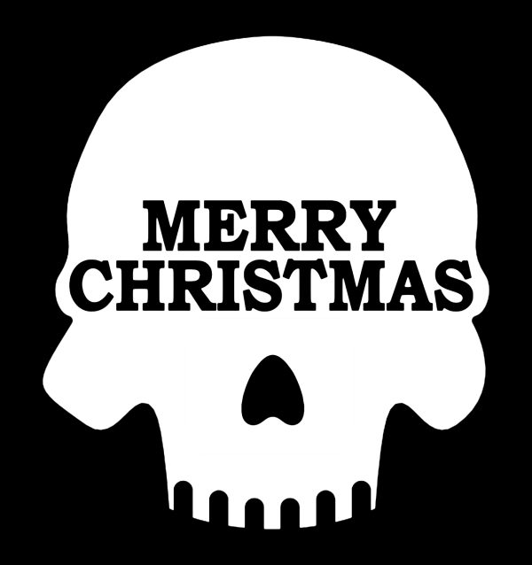 Kersttrui Zwart Skull bedrukking