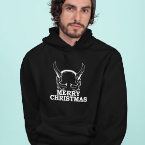 Zwarte Kerst Hoodie Horns