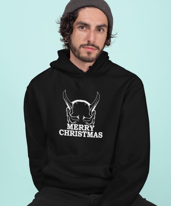 Zwarte Kerst Hoodie Horns