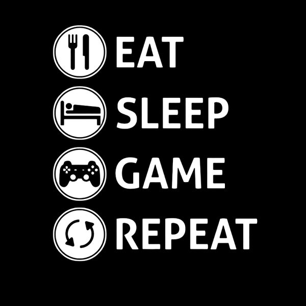 Shirt Eat Sleep Game Repeat opdruk