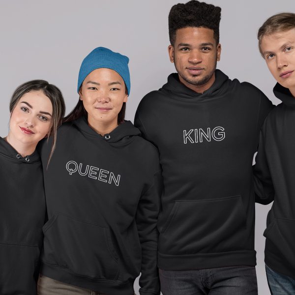 King Queen Hoodies Outline