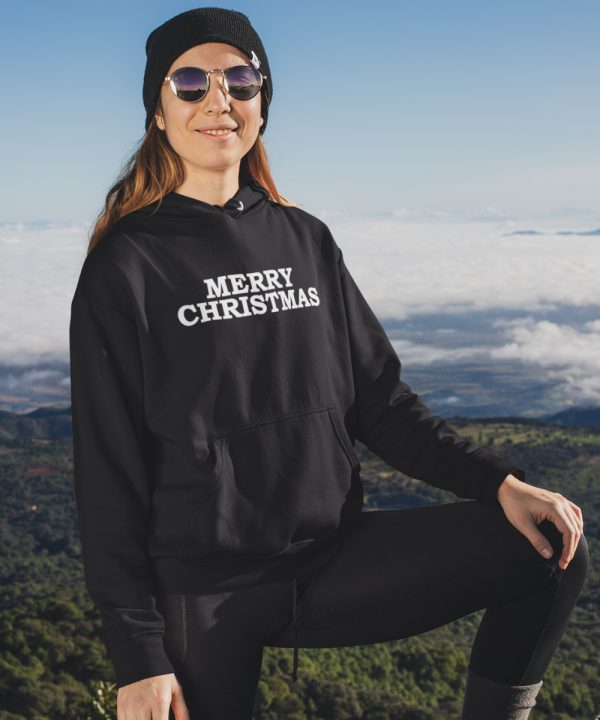 Zwarte Kerst Hoodie Merry Christmas