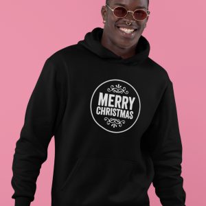 Zwarte Kerst Hoodie Merry Round