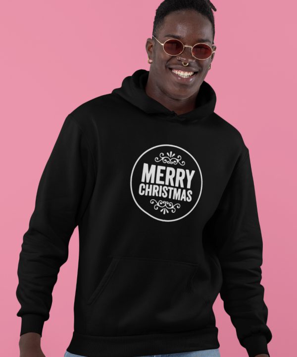 Zwarte Kerst Hoodie Merry Round