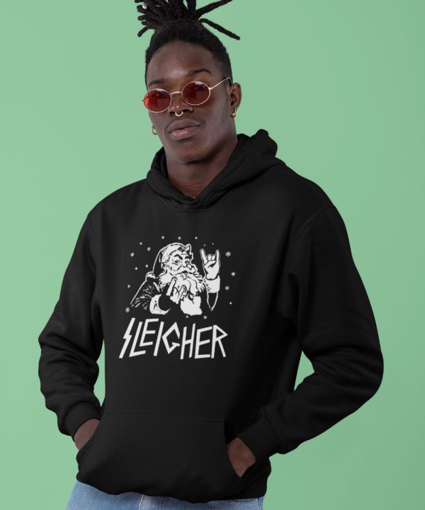 Zwarte Kerst Hoodie Sleigher