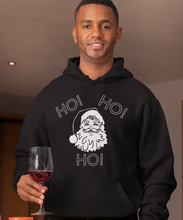 Zwarte Kerst Hoodie Ho Ho Ho