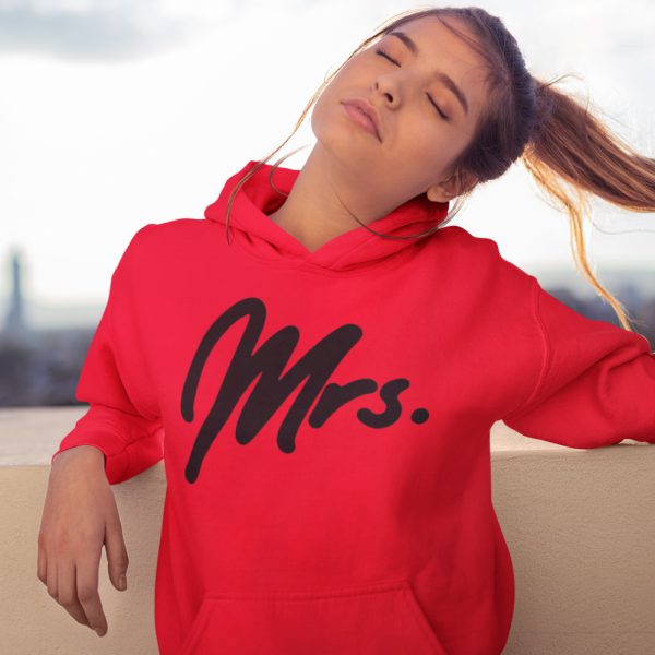 Mr Mrs Hoodie Premium Red Black 2