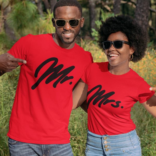 Mr Mrs T-Shirt Premium Red Black