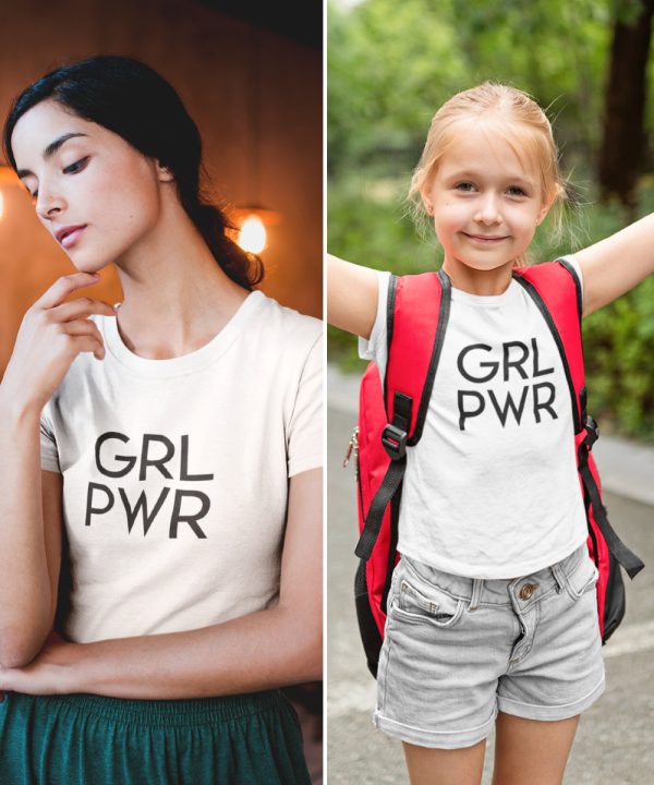 Moeder Dochter T-Shirt GRL PWR Wit