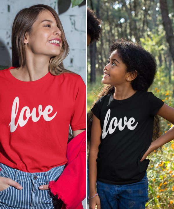 Moeder Dochter T-Shirts Love Rood