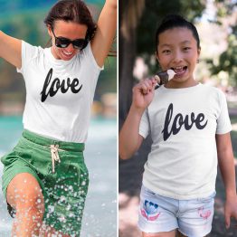 Moeder Dochter T-Shirts Love Wit