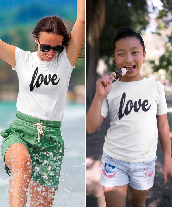 Moeder Dochter T-Shirts Love Wit