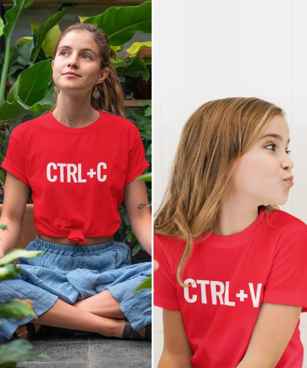 Moeder Dochter T-Shirts Ctrl C Ctrl V Rood