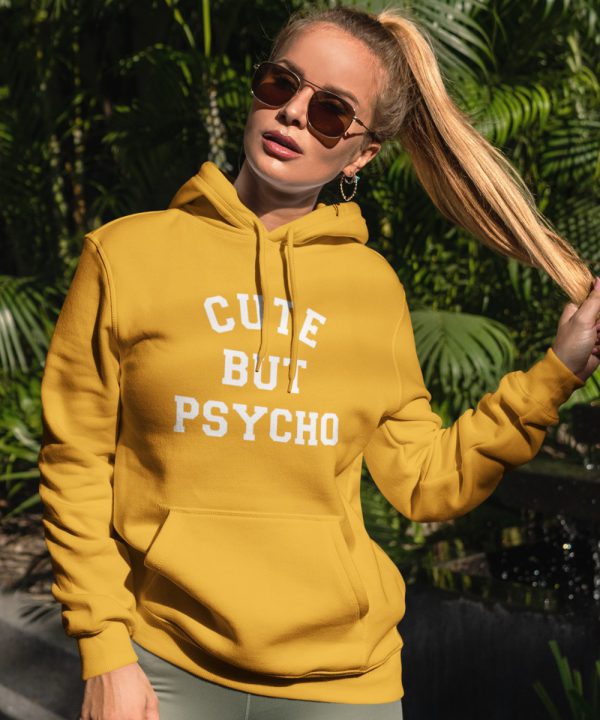 Festival Hoodie Cute But Psycho geel