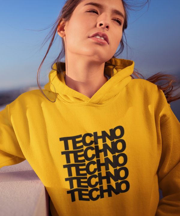 Festival Hoodie Techno x 5 Geel