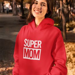 Moederdag Hoodie Super Mom Rood