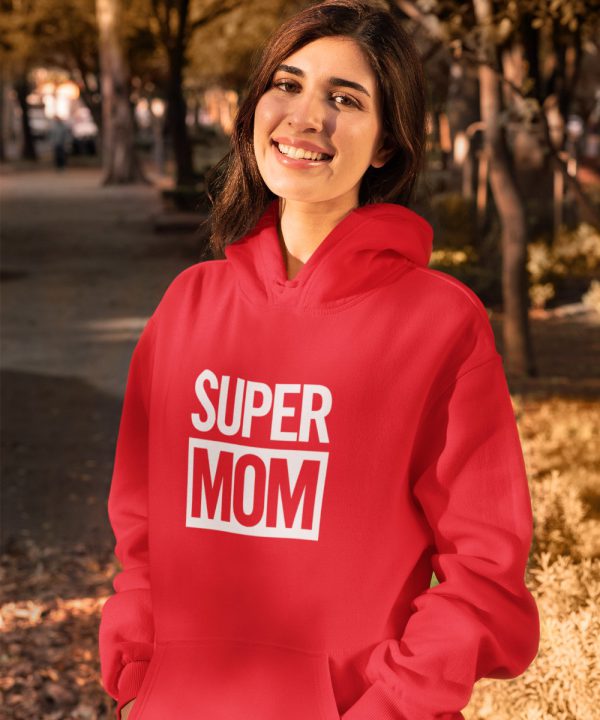 Moederdag Hoodie Super Mom Rood