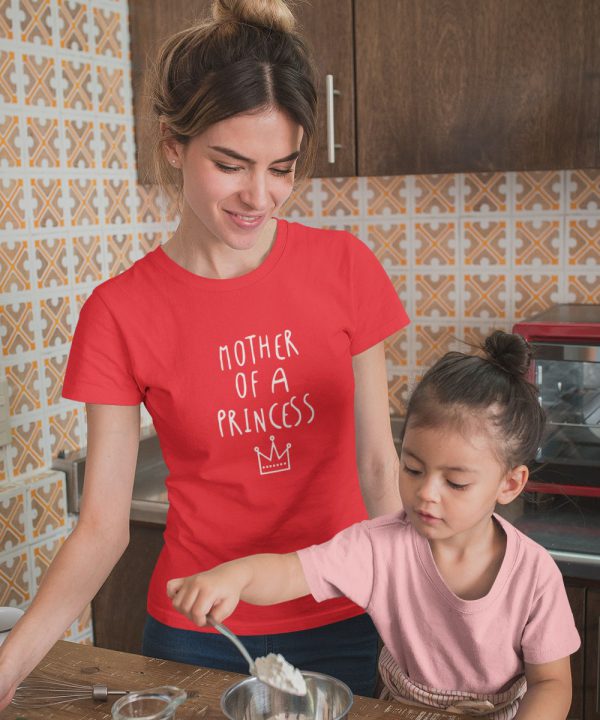 Moederdag T-Shirt Mother Of A Princess Rood