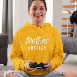 Moeder Hoodie Mother Hustler Geel