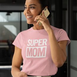 Moederdag T-Shirt Super Mom Roze