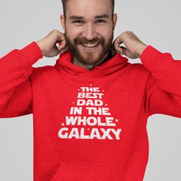 Vaderdag Hoodie Best Dad Galaxy Rood