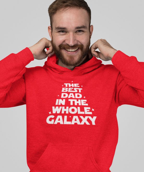 Vaderdag Hoodie Best Dad Galaxy Rood