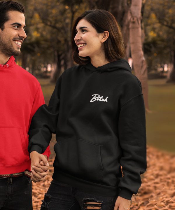 Bitch Hoodie Premium Black Chest