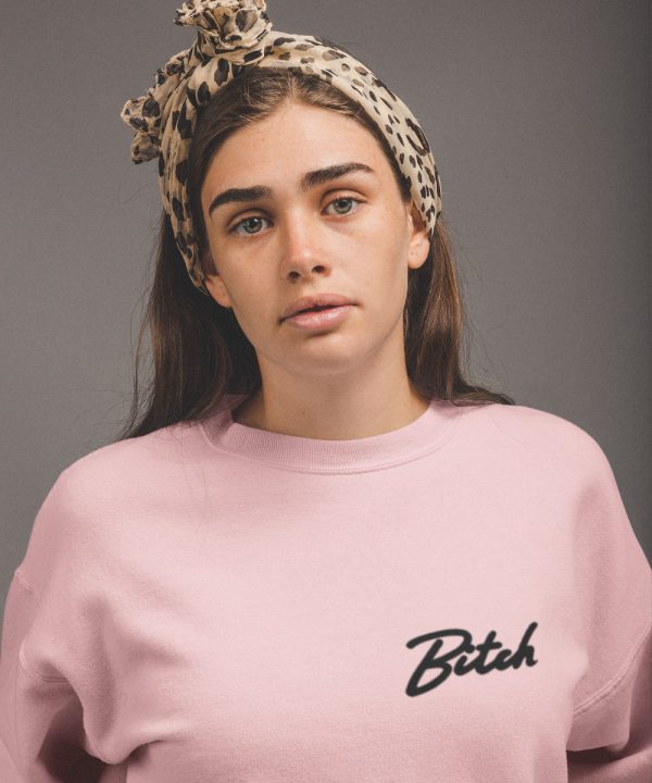 Bitch Sweater Premium Pink Black Chest