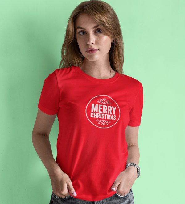 Kerst T-Shirt Merry Christmas Round