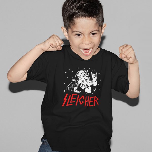 Zwart Kerst T-Shirt Kind Premium Sleigher