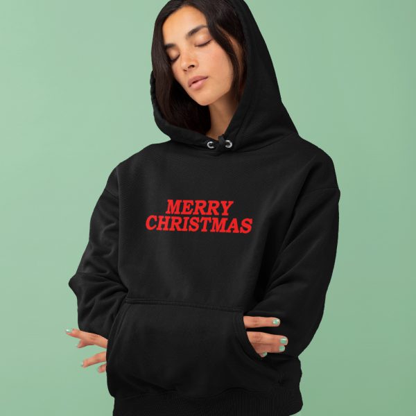 Zwarte Kerst Hoodie Premium Merry Christmas