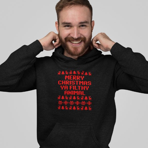 Zwarte Kerst Hoodie Premium Ya Filthy Animal