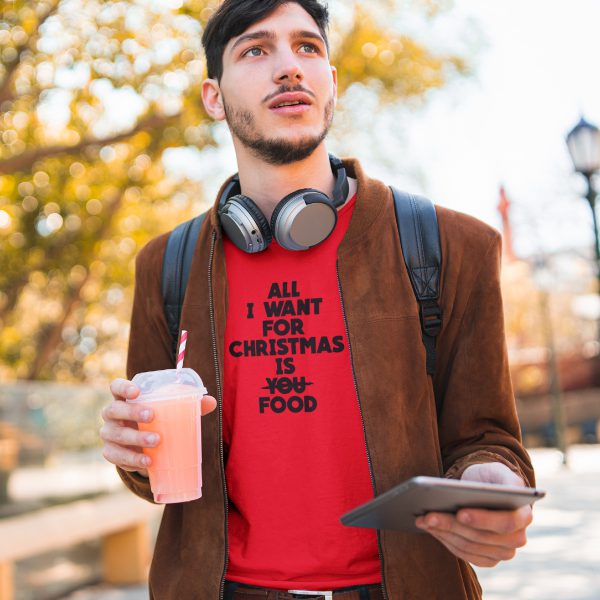 Foute Kerst T-Shirt Rood All I Want For Christmas Is Food