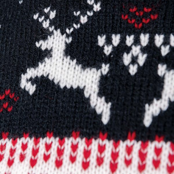 Foute Kersttrui Donkerblauw Rendier Detail 1