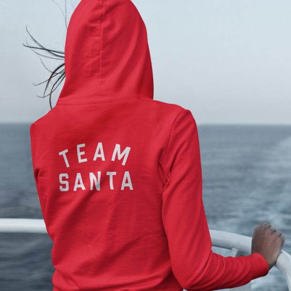 Kerst Hoodie Rood Team Santa Text Back