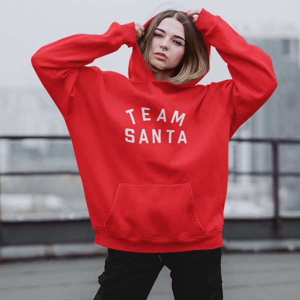 Kerst Hoodie Rood Team Santa Text Dames