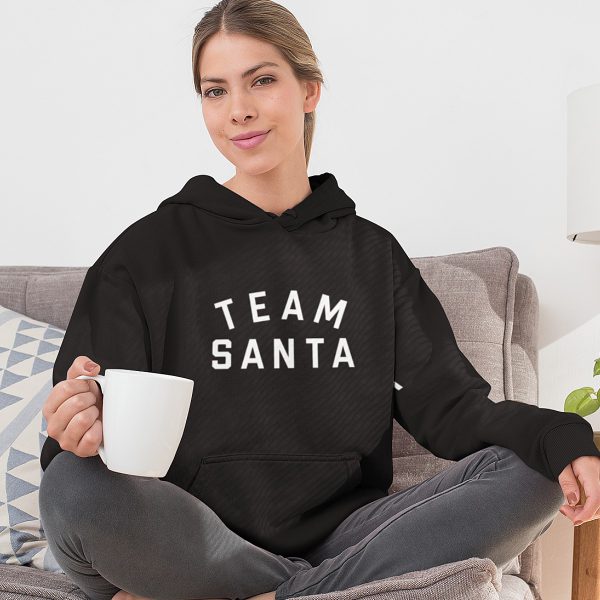 Kerst Hoodie Zwart Team Santa Text Dames