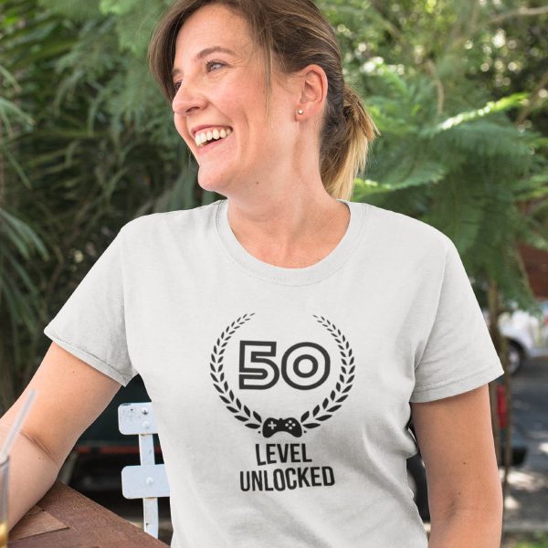 Wit T-Shirt 50 Jaar Dames Level 50 Unlocked