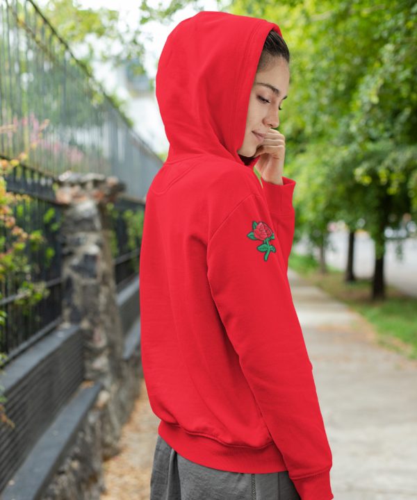 Flower Hoodie met Roos Sleeve Rood