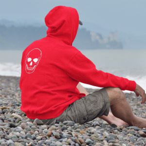 Hoodie Big Skull Back Rood