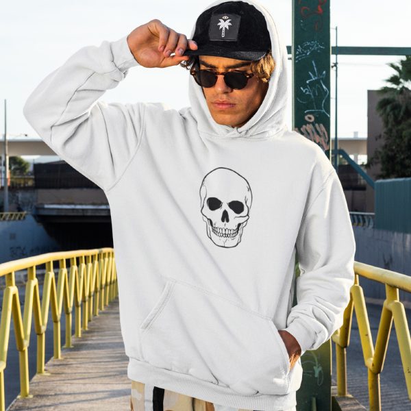 Skull Hoodie Big Skull Black Wit