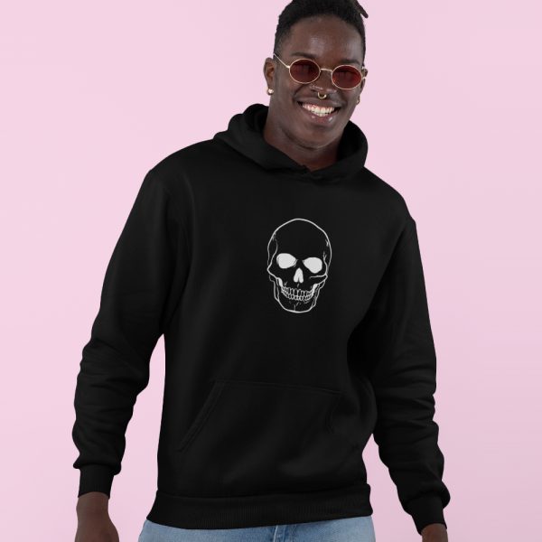 Skull Hoodie Big Skull White Zwart