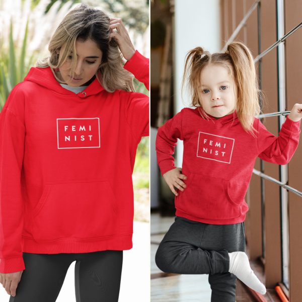 Moeder Dochter Hoodies Feminist Rood