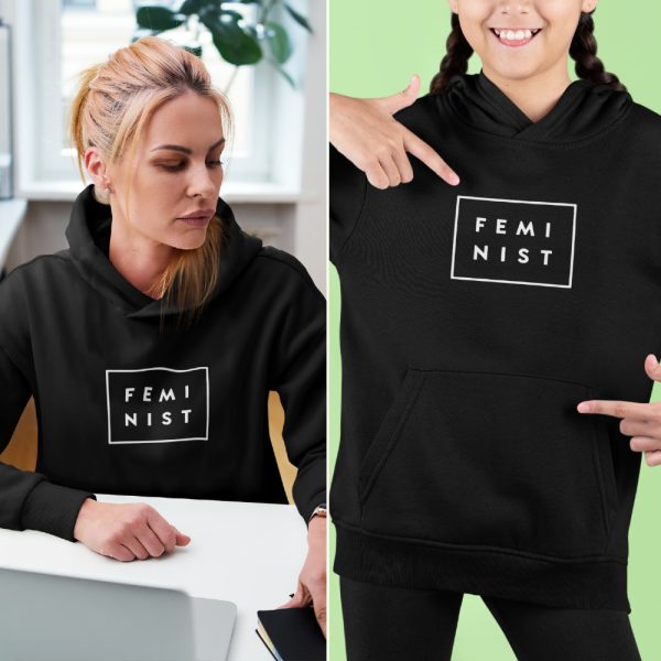 Moeder Dochter Hoodies Feminist Zwart